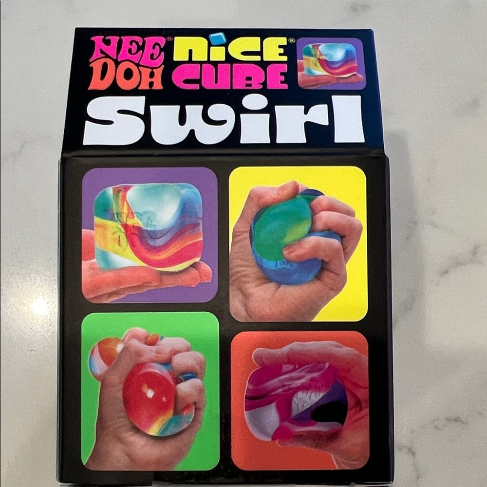 NeeDoh Nice Cube Swirl Super Solid Squish - Iridescent Teal - Picture 2 of 5